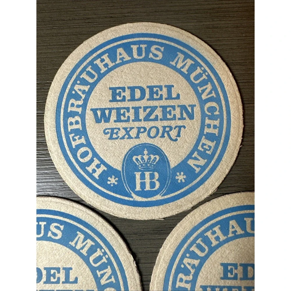 Set of Three Vintage Hofbrauhaus Munchen Germany Beer Coaster Edel Weizen